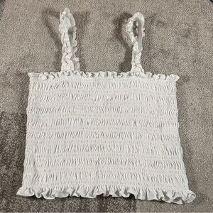 Old Navy White Smocked Ruffle Crop Camisole
